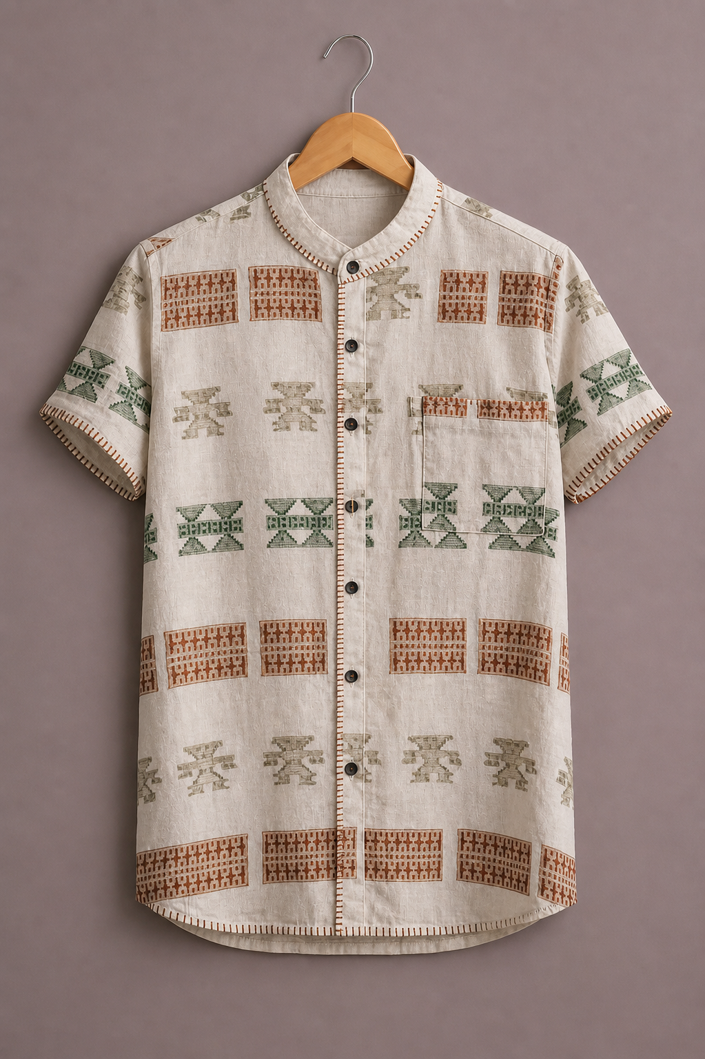 ForeverChoice™ Premium Ethnic Pattern Printed Shirt for Men – Traditional Designer Half Sleeve Casual Shirt