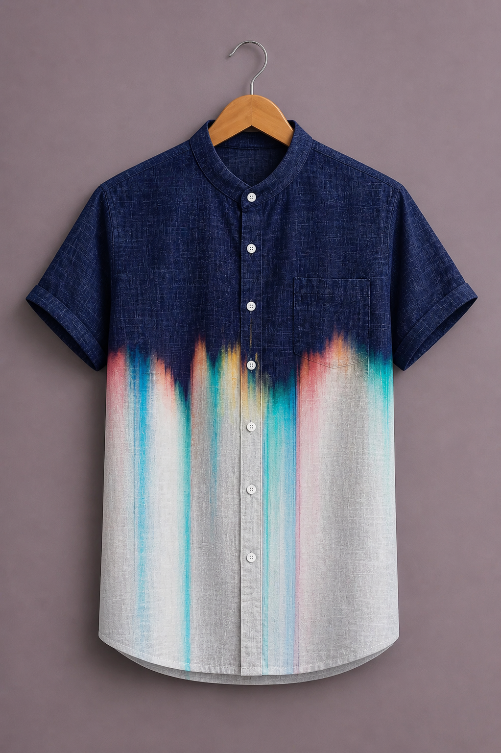 ForeverChoice™ Premium Gradient Printed Shirt for Men – Modern Color Fade Designer Half Sleeve Casual Shirt