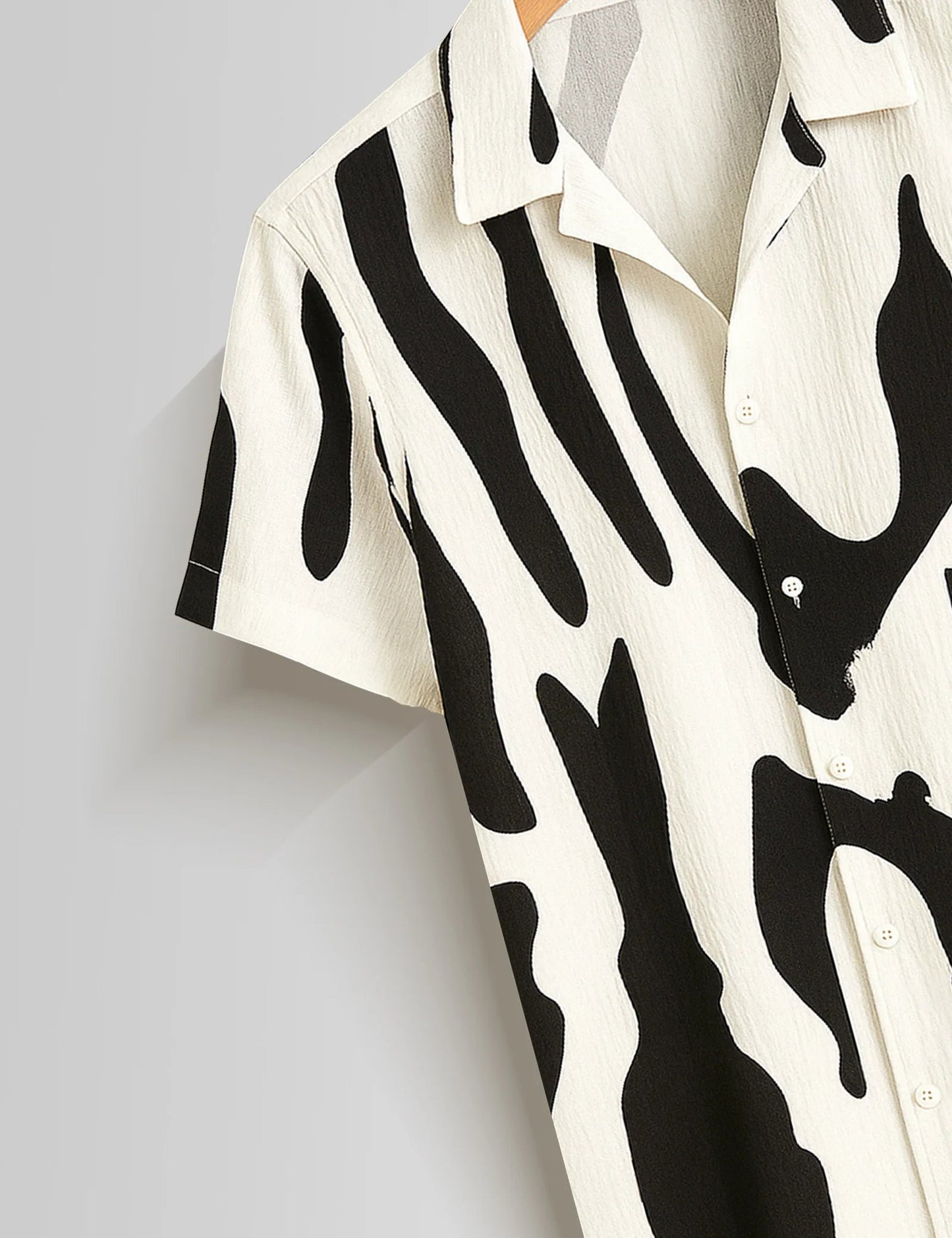Premium Black White Abstract Printed Shirt – Stylish Casual Half Sleeve Summer Shirt