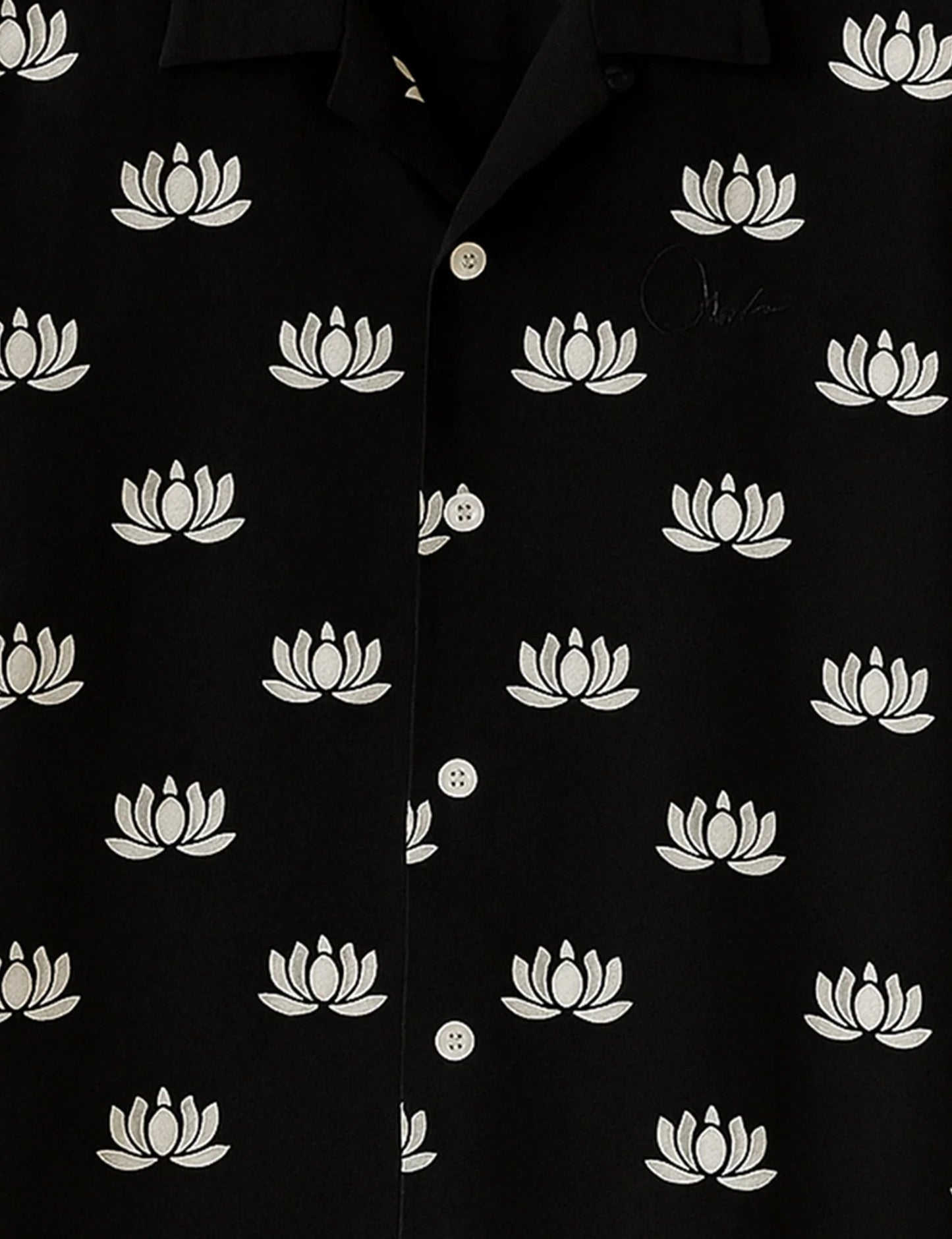 Premium Black Lotus Printed Shirt – Stylish Casual Half Sleeve Shirt for Summer Wear