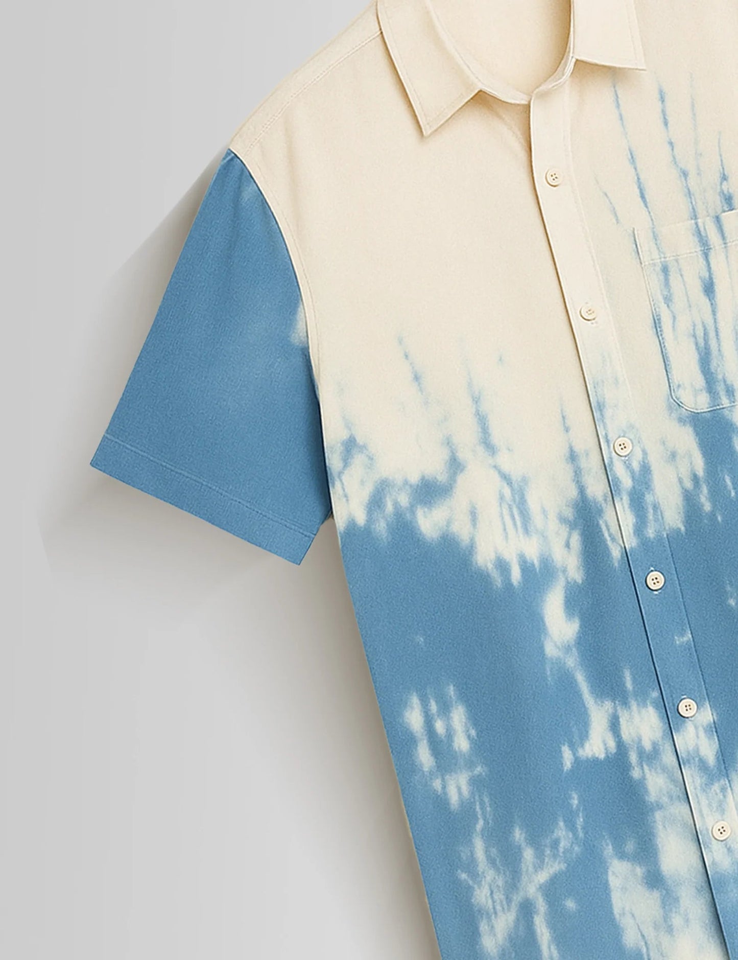 Premium Blue White Tie-Dye Shirt – Stylish Casual Half Sleeve Summer Shirt