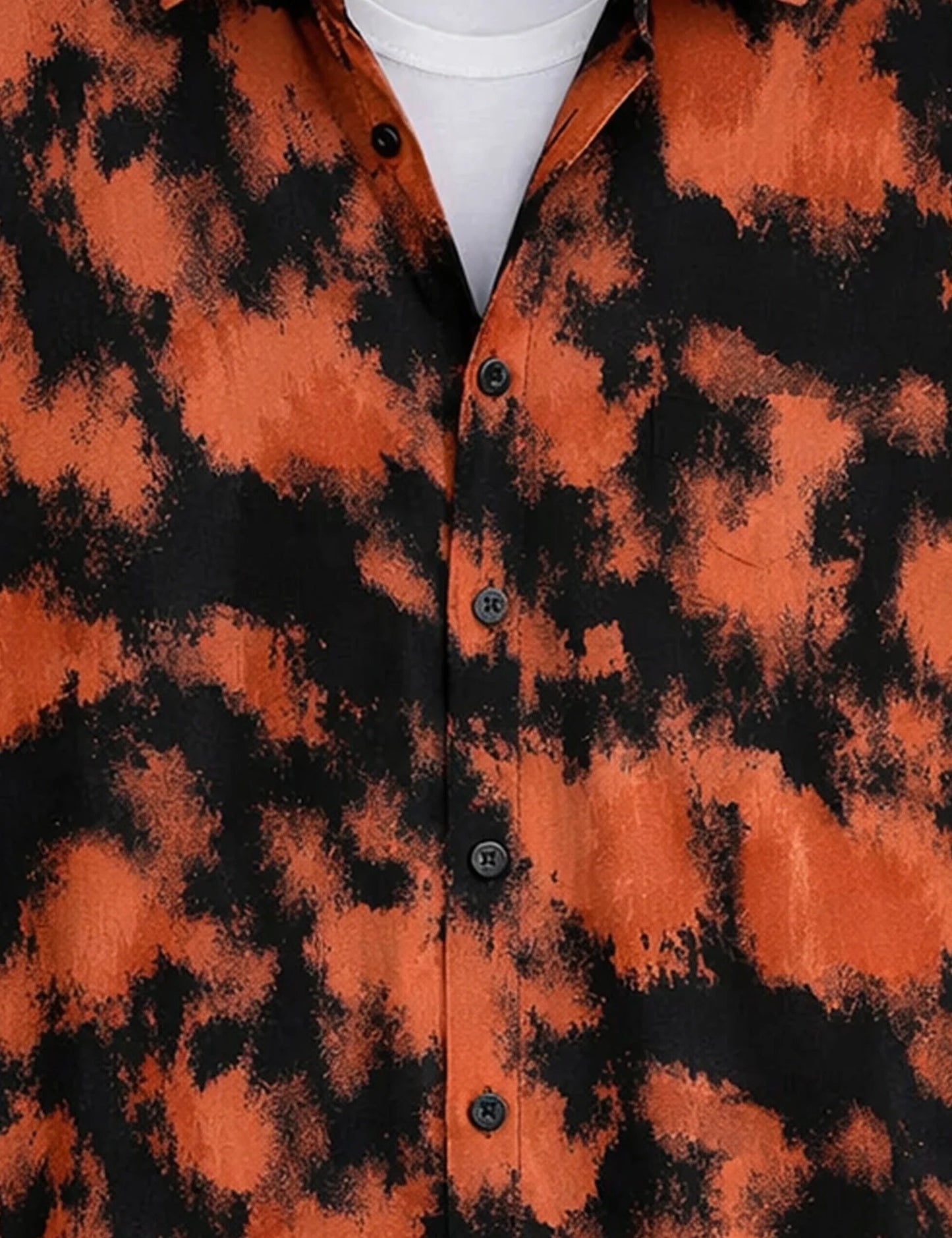 Premium Orange Black Printed Shirt – Stylish Casual Half Sleeve Shirt for Summer