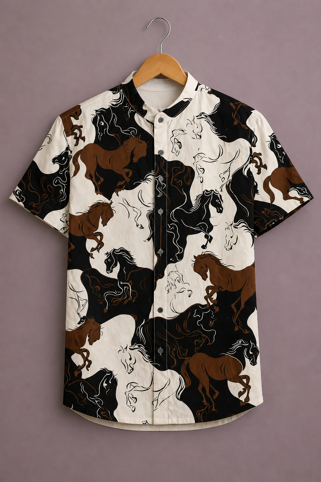ForeverChoice™ Premium Horse Print Shirt for Men – Bold Animal Graphic Designer Half Sleeve Casual Shirt
