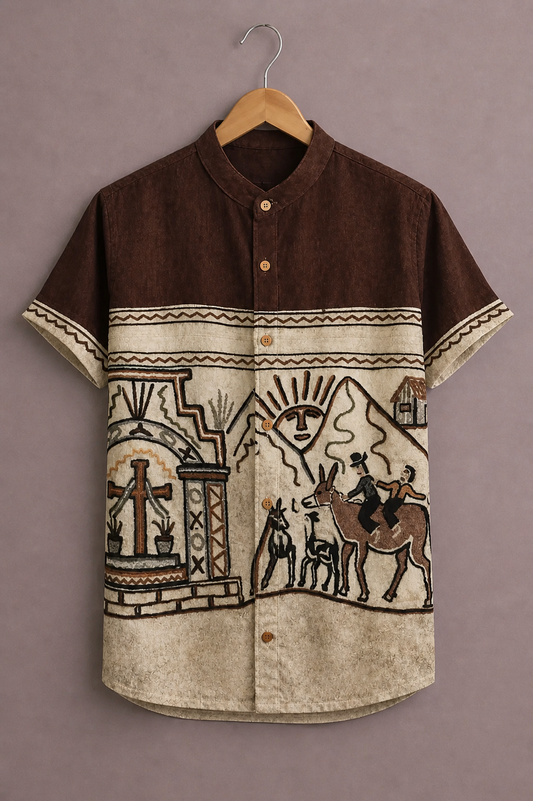 ForeverChoice™ Premium Ethnic Printed Shirt for Men – Tribal Designer Half Sleeve Casual Shirt