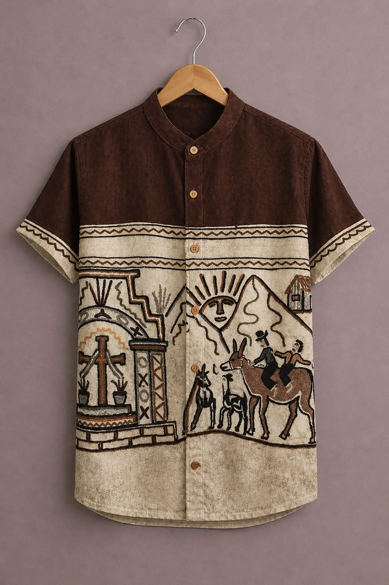 ForeverChoice™ Premium Ethnic Printed Shirt for Men – Tribal Designer Half Sleeve Casual Shirt