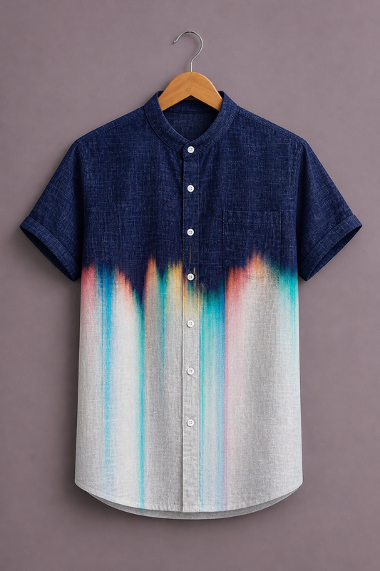 ForeverChoice™ Premium Gradient Printed Shirt for Men – Modern Color Fade Designer Half Sleeve Casual Shirt
