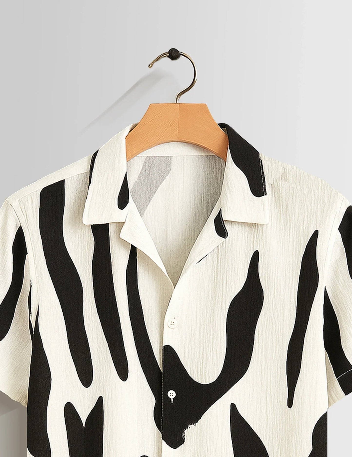 Premium Black White Abstract Printed Shirt – Stylish Casual Half Sleeve Summer Shirt
