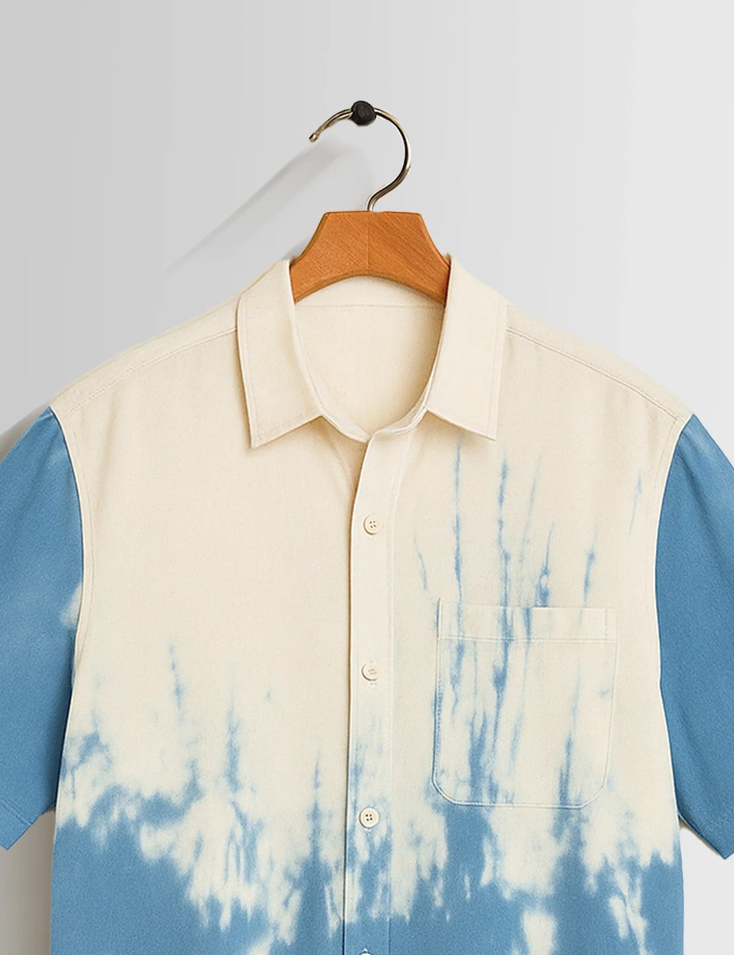 Premium Blue White Tie-Dye Shirt – Stylish Casual Half Sleeve Summer Shirt