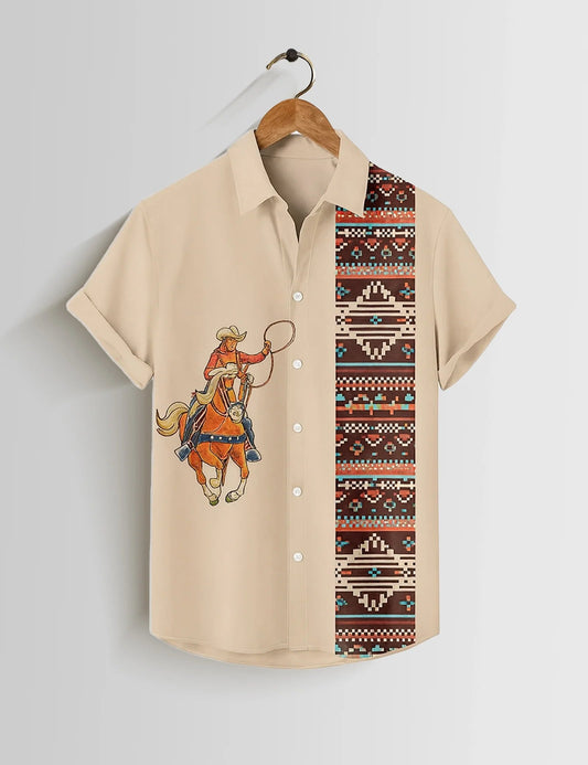 Premium Cowboy Western Printed Shirt – Stylish Casual Half Sleeve Shirt