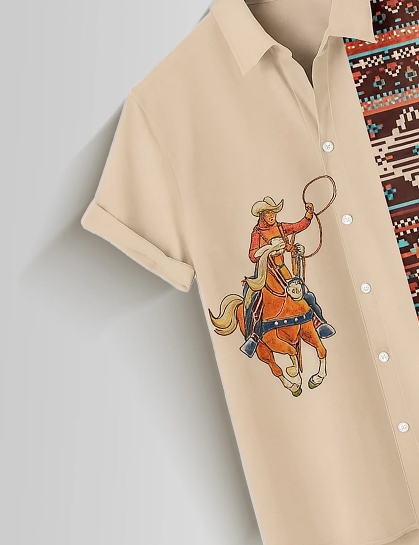 Premium Cowboy Western Printed Shirt – Stylish Casual Half Sleeve Shirt