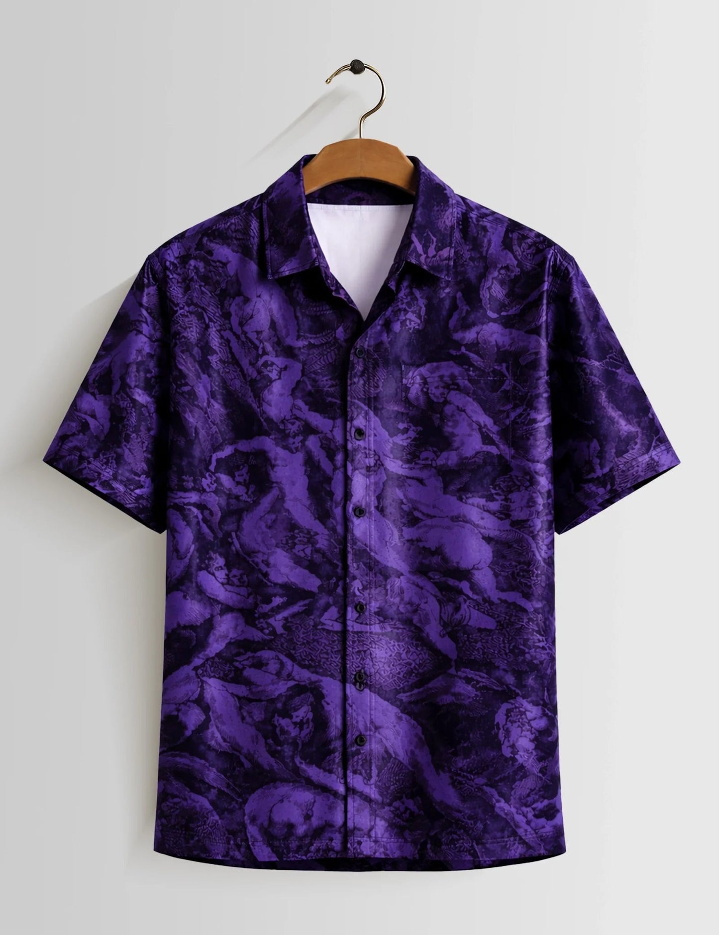 Premium Purple Printed Shirt – Stylish Casual Half Sleeve Shirt for Summer Wear