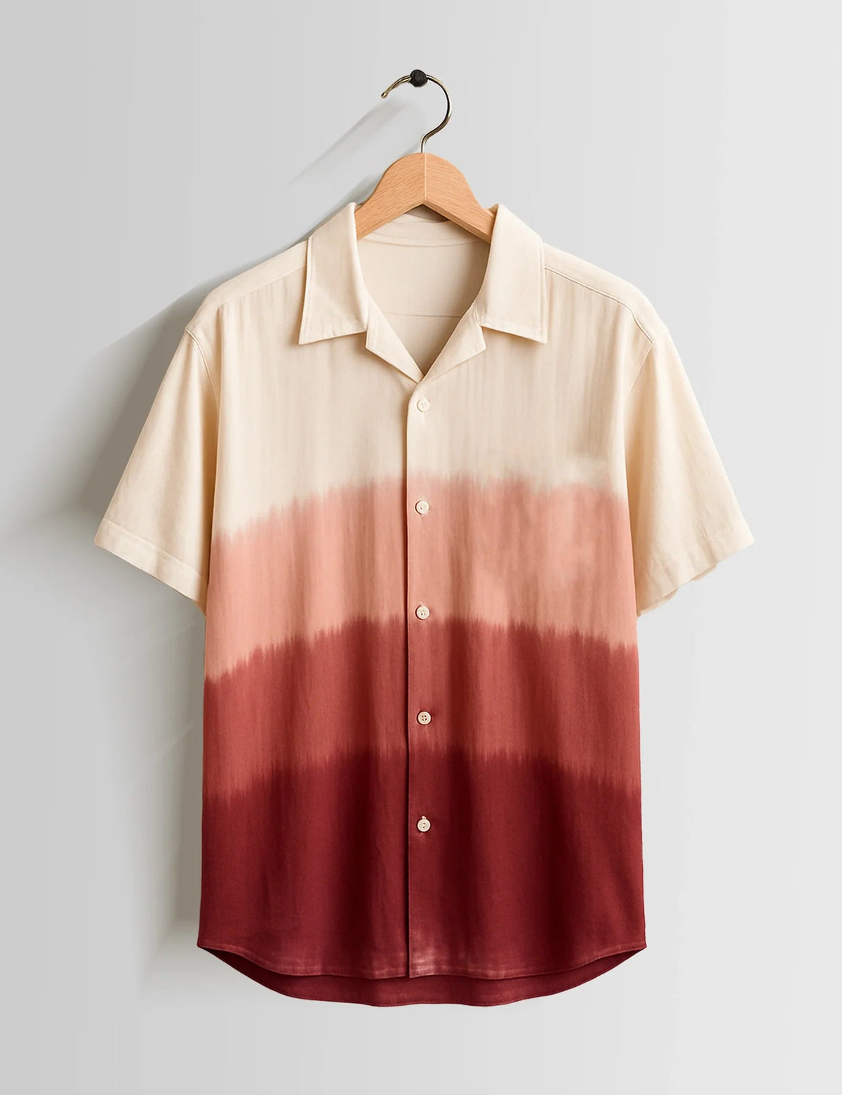 Premium Cream Maroon Gradient Shirt – Stylish Casual Half Sleeve Summer Shirt