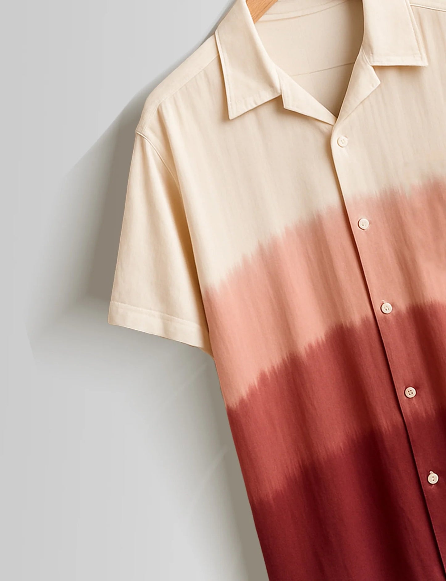 Premium Cream Maroon Gradient Shirt – Stylish Casual Half Sleeve Summer Shirt