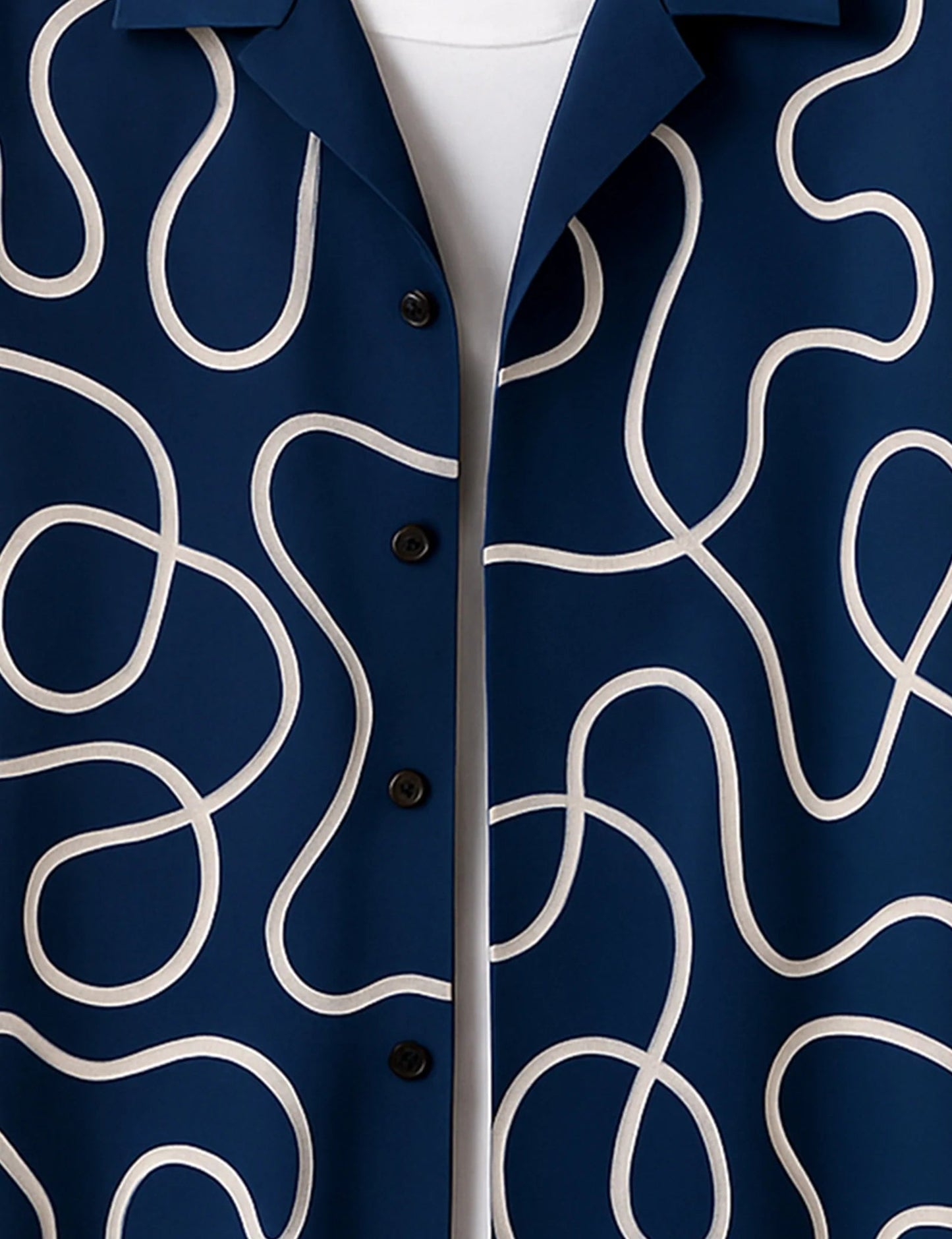 Premium Navy Blue Abstract Printed Shirt – Stylish Casual Half Sleeve Summer Shirt