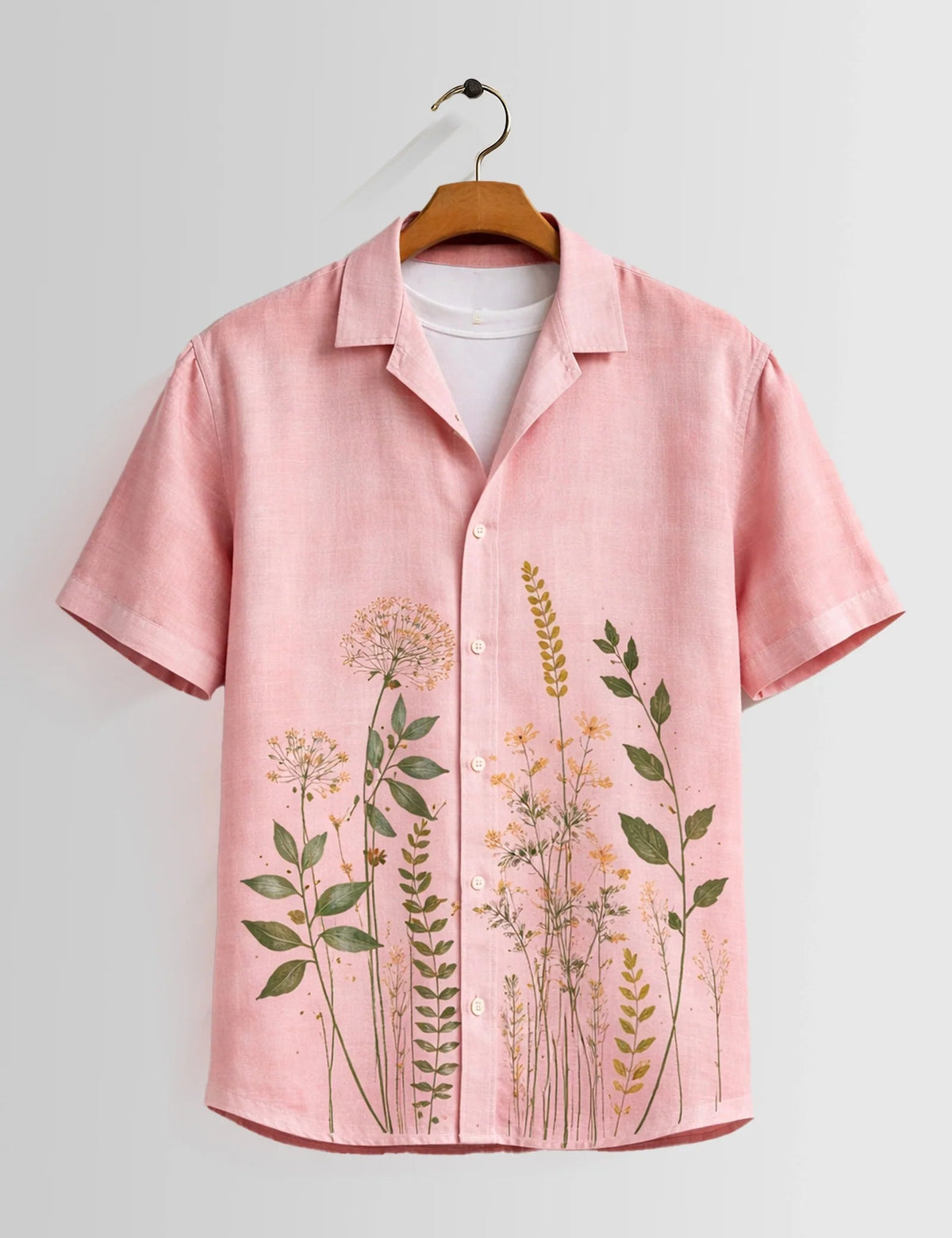 Men’s Premium Pink Floral Printed Shirt – Stylish Casual Half Sleeve Summer Shirt