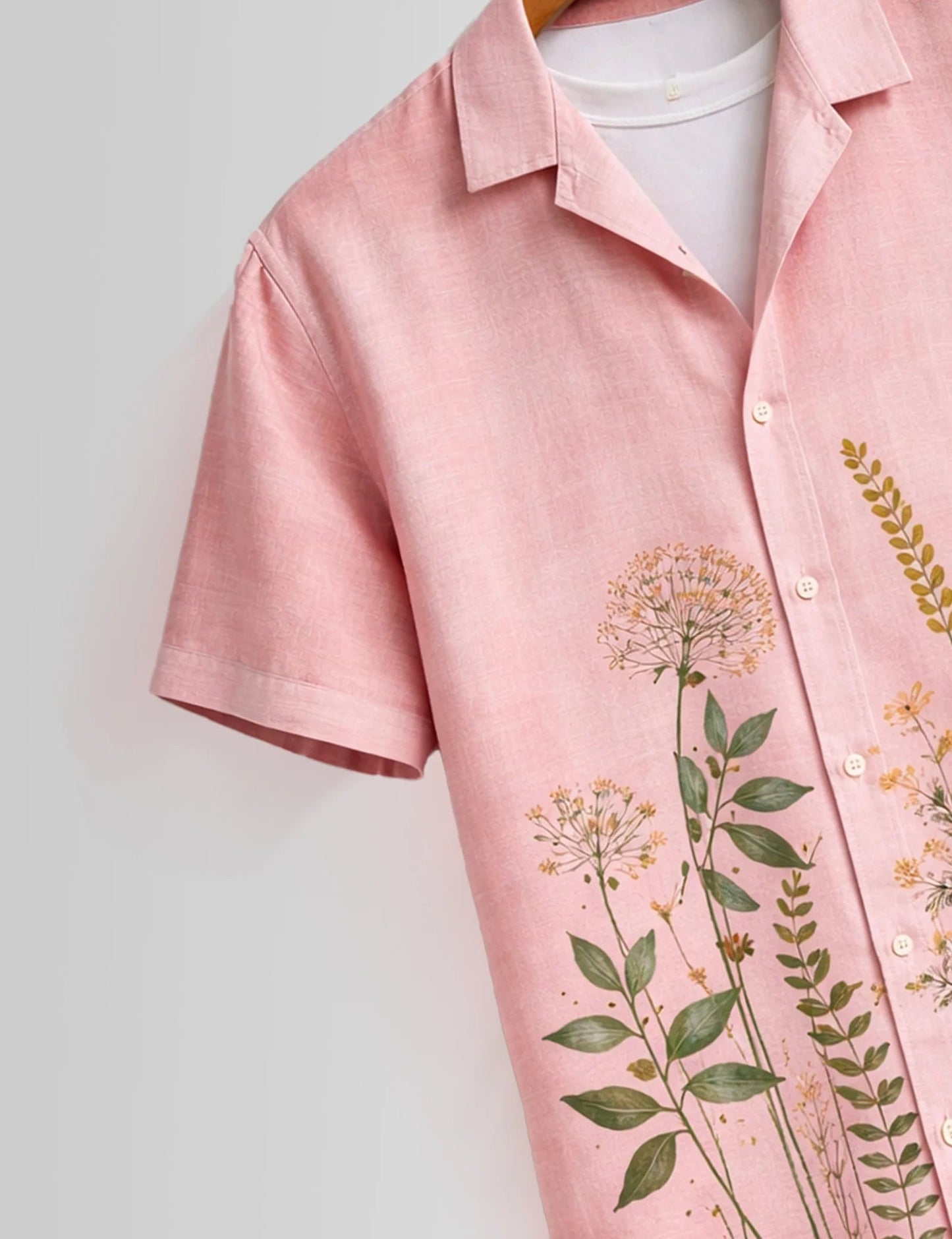 Men’s Premium Pink Floral Printed Shirt – Stylish Casual Half Sleeve Summer Shirt