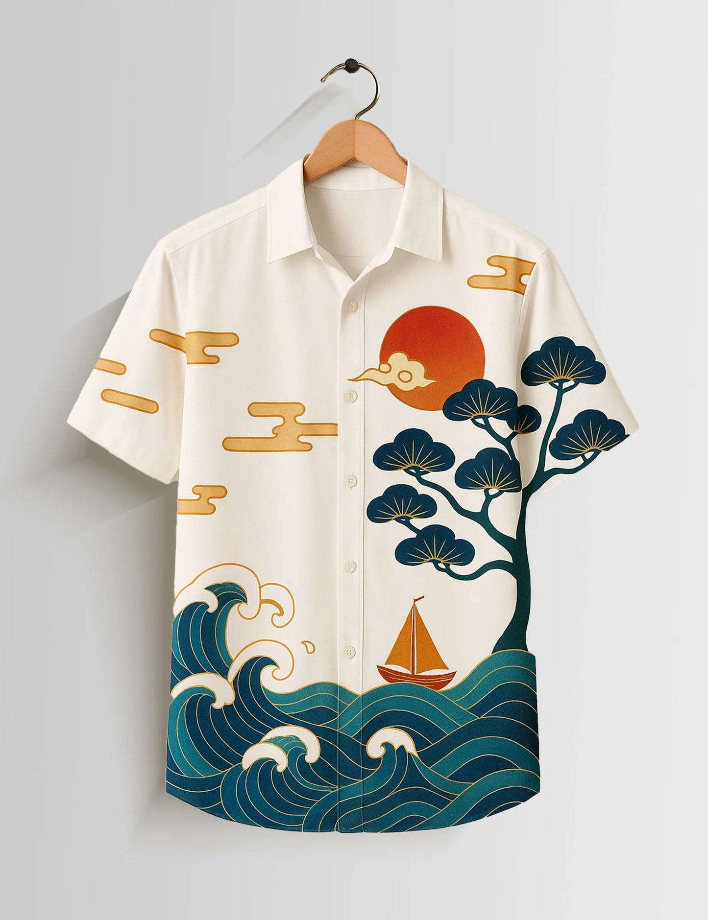 Premium Ocean Art Printed Shirt – Stylish Casual Half Sleeve Summer Shirt